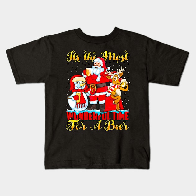 Beer Christmas. Merry Beermas. It's The Most Wonderful Time For a Beer. Kids T-Shirt by KsuAnn